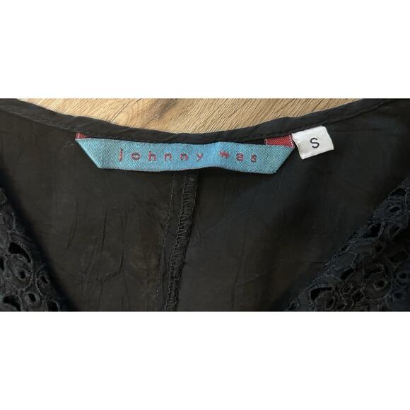 Johnny Was Sheer Crinkle Blouse W/ Lace Front & Sleeves - Size Small - Picture 4 of 6